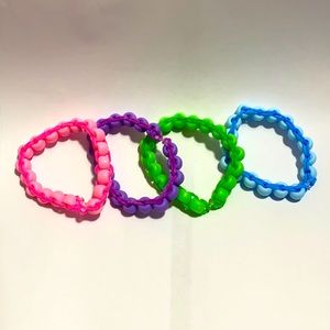 Pink, purple, green and blue bead bracelet set